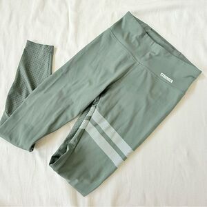Stronger Womens Leggings Gym Yoga Travel Casual Green Stripes XS Xsmall